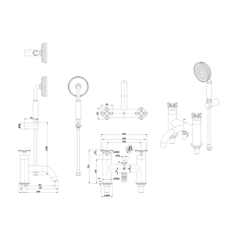Смеситель для ванны Burlington RIV4 CHR золото