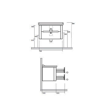 Тумба подвесная под раковину Kerasan Waldorf 80, с 2 ящиками, bi vaniglia matt 925630