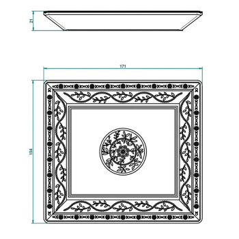 Поднос керамический THG Marquise Noir Decor Or A7F-A02-4613 белый