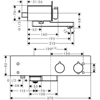Смеситель для ванны с термостатом hansgrohe ShowerTablet 350 31074000 хром