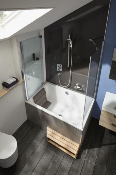 Шторка на ванну 140 см Jacob Delafon Capsule E6D129-GA, стекло прозрачное