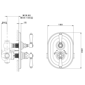 Смеситель для душа Nicolazzi El Capitan Внешняя часть термостата на 3/4 4909BZ69