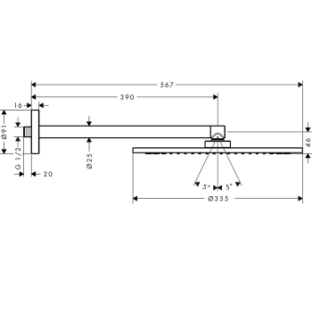 Axor ShowersSolutions Верхний душ 350 1jet, с душевым держателем 26034000