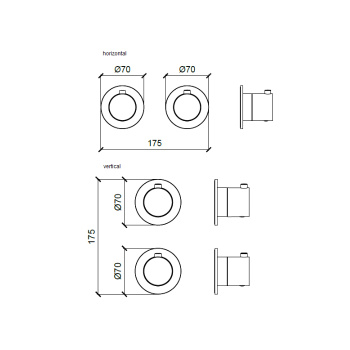 Внешняя часть термостатического смесителя с переключателем Almar на 2-3 положения, черный металл брашированный pvd E180132.AB