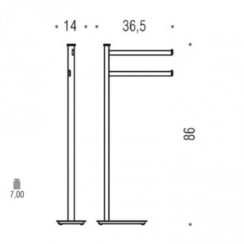 Напольная стойка с двойным п/держателем Colombo Units H 86, черный матовый B9103.NM