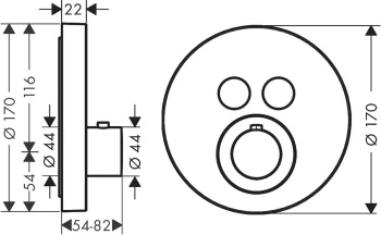 Axor ShowerSelect Therm.Смеситель для душа, встраиваемый, термостатический, цвет: никель 36723820