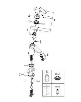 Смеситель для раковины Grohe Eurosmart New 23372002 с цепочкой, хром