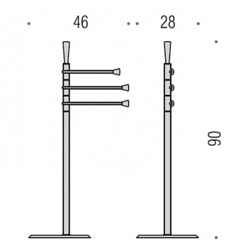 Напольная стойка Colombo Isole Piantane 90см с 3 держателями для полотенец, хром B9415N.CR
