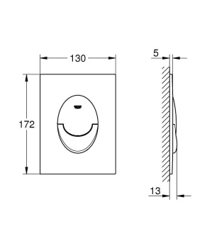 Панель смыва для унитаза GROHE Skate Air, размер S, вертикальная, хром 37965000