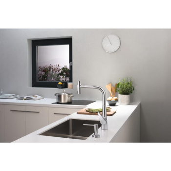 Смеситель для кухни hansgrohe Talis Select M51, 300, 2jet, sBox 73867800 с вытяжным душем сталь