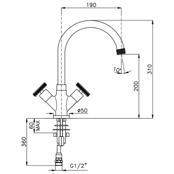 Смеситель для раковины Nicolazzi Arena на 1 отв 3306CR44
