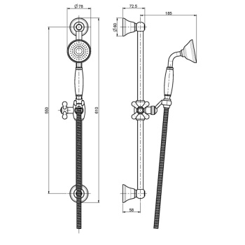 Душевой гарнитур Fima Carlo Frattini Saliscendi с душевой штангой, держателем для ручного душа и ручным душем, золото F2044/2OR