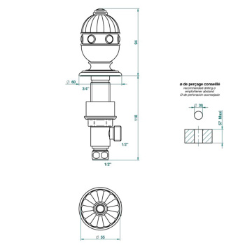 Вентиль смесителя для раковины THG Cheverny Jaspe Rouge A1U-F01-35 полированное золото