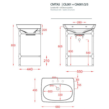 Структура металлическая Artceram CIVITAS 68х49.6, Quadra, полка стекло, напольная, хром CIA003 71cr