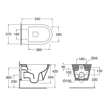Унитаз подвесной Azzurra Forma FMVKSPE00000CA в комплекте с креплением, carbone