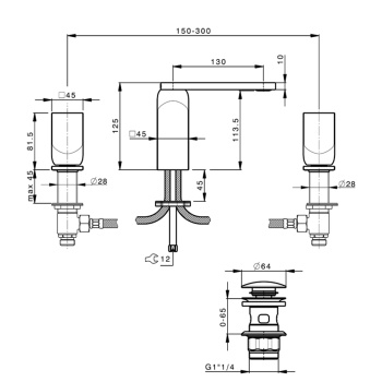 Смеситель для раковины Cisal Hi-rise RI00106021 click-clack, хром