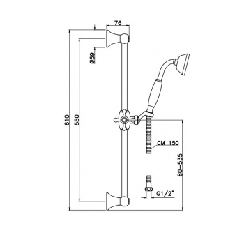 Душевая стойка Gattoni Pd 60 с лейкой CLASSIC и шлангом, dark nickel 1039/PDDN