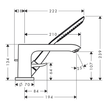 Смеситель Hansgrohe Metris 31190000 на борт ванны