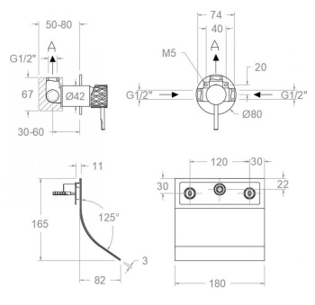 Смеситель для раковины Ramonsoler Odisea встраиваемый с каскадным изливом медь 5916902CUC