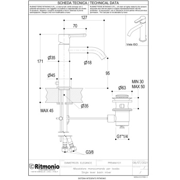 Смеситель для раковины Ritmonio Diametro35 Elegance PR54AA101CRL хром