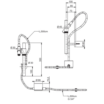 Комплект для душа с настенным кронштейном INGIRO Fima Carlo Frattini Outdoor нержавеющая сталь F5977INOX