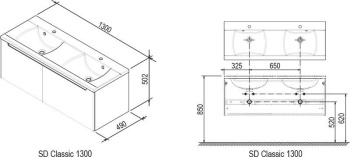 Тумба под умывальник Ravak SD 1300 Classic латте/белая X000000943