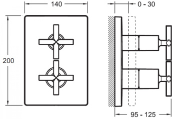 Смеситель встраиваемый с термостатом 2 выхода Jacob Delafon Classic E98732-CP хром