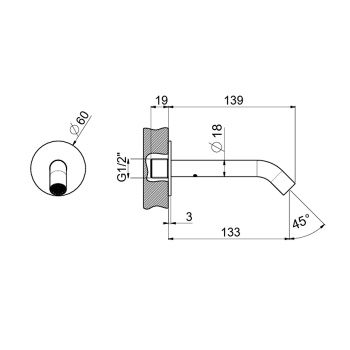 Настенный излив для ванной/раковины Carimali Iltondo 133 хром 0-ITD2900-CR