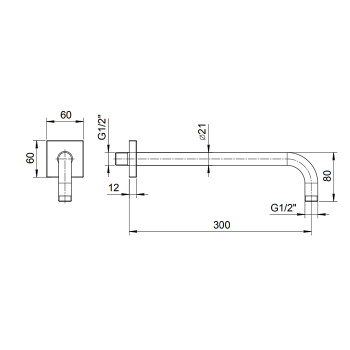Держатель верхнего душа Fantini 300, настенный, черный матовый 86 13 8107