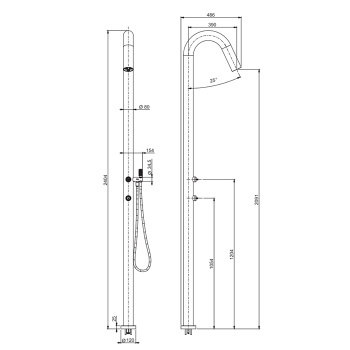 Душевая колонна с одним выходом OUTSIDE Fima Carlo Frattini Outdoor нержавеющая сталь F5970X2RINOX