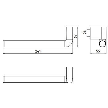 Держатель полотенец Emco System2 одинарный, поворотный, 240мм, хром 3555 001 00