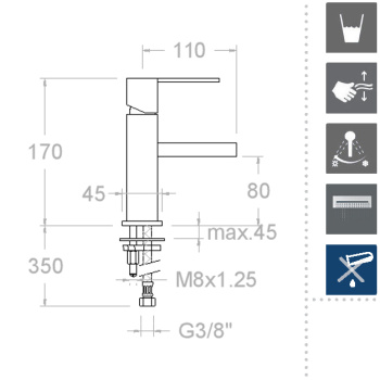 Смеситель для раковины Ramonsoler Kuatro NK с каскадным открытым изливом 4931