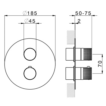 Смеситель термостатический Cisal X32 на 3 выхода, Brushed Stainless Steel (без внутр части ZA018201) X1018200D1