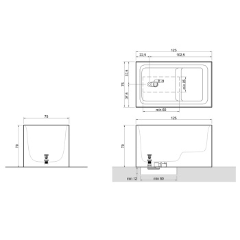 Ванна из искусственного камня Antonio Lupi Cuba 125x75 CUBA.2