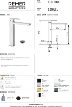 Смеситель для раковины Remer Q-design QD10LXL хром