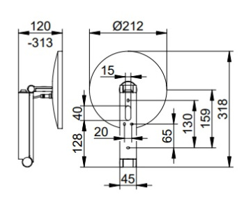 Косметическое зеркало Keuco Ilook_move 21 17612359004 увеличение х5, титан чёрный шлифованный