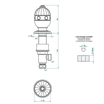 Вентиль смесителя для раковины THG Cheverny Lapis Lazuli A1T-F01-35 полированное золото