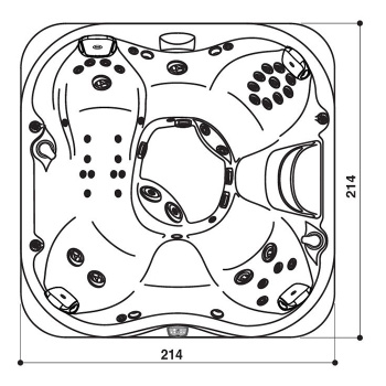 Минибассейн Jacuzzi J355 отдельност.цвет акрила Midhight (99) внешняя панель SMOKED EBONY, 214х214х94 ZC62ZY0EW40