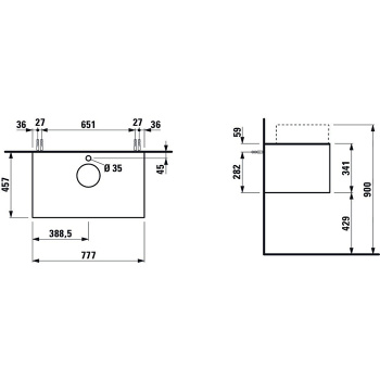 Laufen Sonar шкафчик под раковину, 775х455х340 мм, 1 ящик, с отверстием в центре, с отверстием под смеситель, совместим с раковинами-чашами 812340, 81