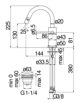 Смеситель для биде Nobili Velis VE125139/2FLP черный