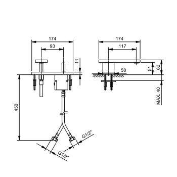 Смеситель для раковины Fantini Ak/25 48 P5 T204WF сталь