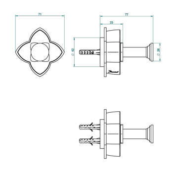 Крючок одинарный THG Petale De Cristal Bleu U6B-A02-517 хром