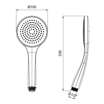 Лейка душевая ручная Velvet Almar 100 с одним типом струи, черный металл брашированный pvd E082114.AB