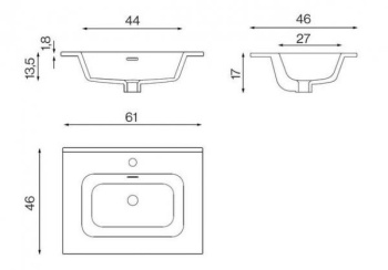 Раковина интегрированная Nofer в столешницу VOLTERRA 61х46x18 EV.061.C белая глянцевая