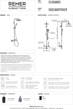Душевая система Remer Elegance с термостатом хром (CR) EQ32A8CPSD20