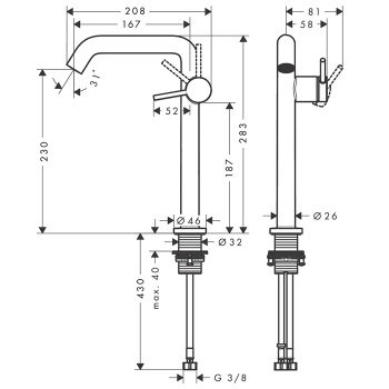 Смеситель для раковины Hansgrohe Tecturis S 73370670 coolstart ecosmart+, push-open, черный