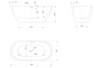 Акриловая ванна KNIEF Form 155x75 0100-257