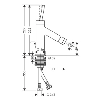 Axor Starck Смеситель для биде, на 1 отв., с донным клапаном, цвет: хром 10211000