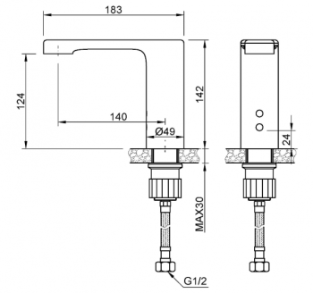 Автоматический кран Nofer для раковины или столешницы черный 07260.LN
