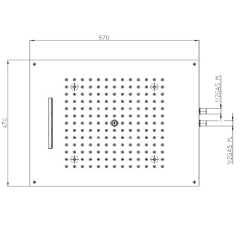 BOSSINI DREAM/2 Верхний душ 570 x 470 мм, с 4 LED RGB, 2 режима (дождь, каскад), блок питания/управл